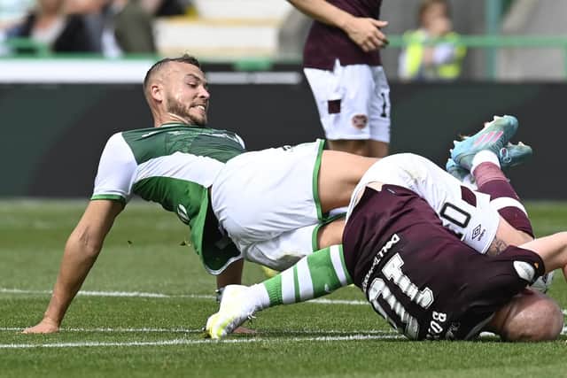 Porteous played in Hibs' 1-1 draw with Hearts at Easter Road earlier in the season.