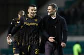 Motherwell's Tony Watt (L) and Graham Alexander at full time.