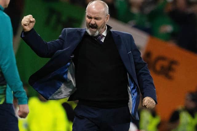 Steve Clarke celebrates the win over the Irish.