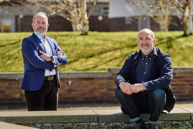 Gary McEwan of Elevator and Geoff Leask of Young Enterprise Scotland.