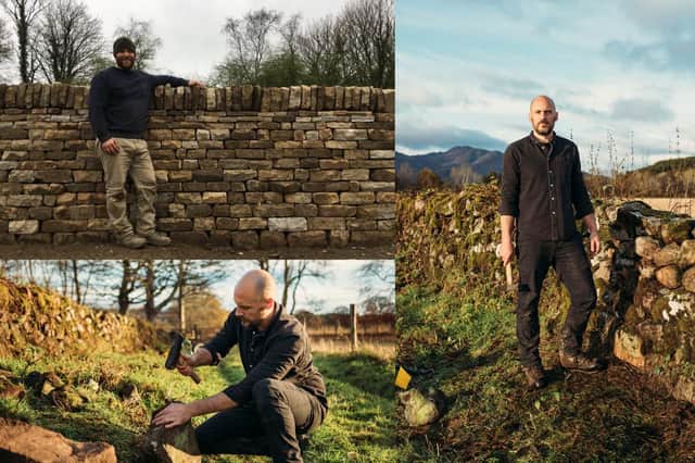 Martin Tyler (top left) and Luke De Garis (right) are some of the youngest dry stone wallers in the country working hard to keep the ancient profession alive pictures: Martin Tyler and Kristie De Garis