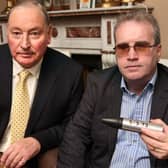 Retired British Army Captain Charles Inness, who lives in the Scottish Borders, with Richard Moore, who is holding the rubber bullet that blinded him in 1972. PIC: Contributed. ©Photo by Derek Speirs