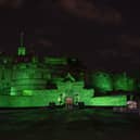 Edinburgh Castle lit up green for NSPCC.