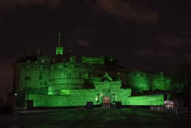 Edinburgh Castle lit up green for NSPCC.