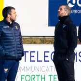 St Johnstone manager Callum Davidson and opposite number Stevie Crawford before the Perth side's Betfred Cup victory over Dunfermline   (Photo by Ross Parker / SNS Group)