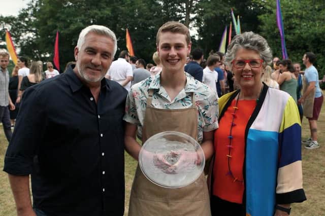 Peter with judges Paul and Prue after winning the trophy