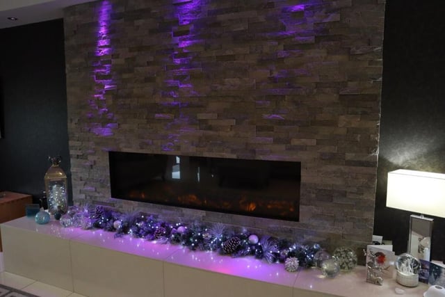 Feature fireplace in lounge.
