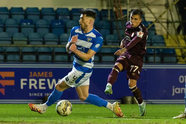 Hearts' Kenneth Vargas fires home the late winner against Morton in the Scottish Cup. (Photo by Craig Foy / SNS Group)