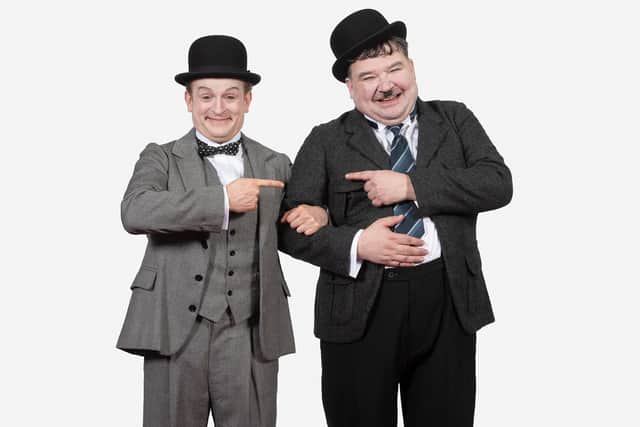 Steven McNicoll as Oliver Hardy and Barnaby Power as Stan Laurel in the Royal Lyceum production of Tom McGrath's Laurel & Hardy