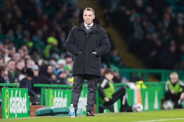 Celtic manager Brendan Rodgers looks on during the 2-0 defeat by Hearts.