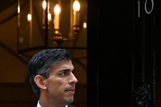 Rishi Sunak leaves 10 Downing Street for PMQs yesterday, hopefully full of bright ideas as to how to revive UK fortunes (Picture: Justin Tallis/AFP/Getty)