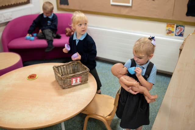 Nursery and pre-school pupils play and learn at a school in northern England in September 2020 (Photo: OLI SCARFF/AFP via Getty Images)