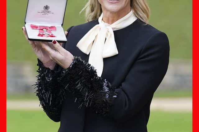 Gabby Logan with her MBE in 2021. Pic: PA