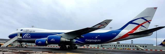 The CargoLogic Boeing 747 jumbo jet at Prestwick. Picture: Prestwick Airport.