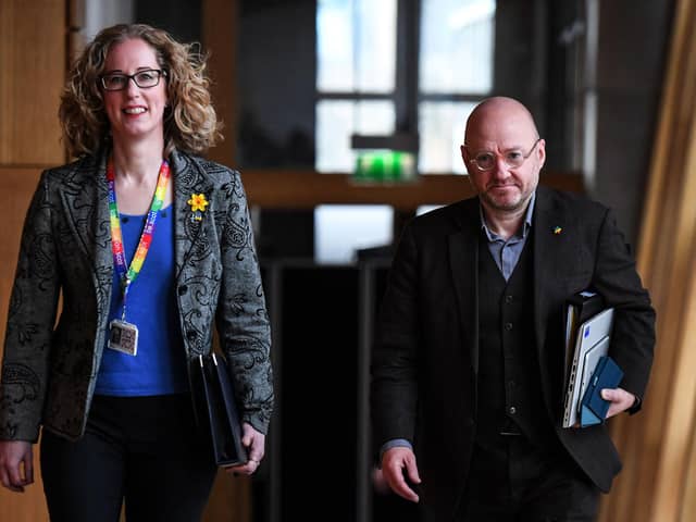 Lorna Slater and Patrick Harvie, co-leaders of the Scottish Greens (Photo by ANDY BUCHANAN/AFP via Getty Images)