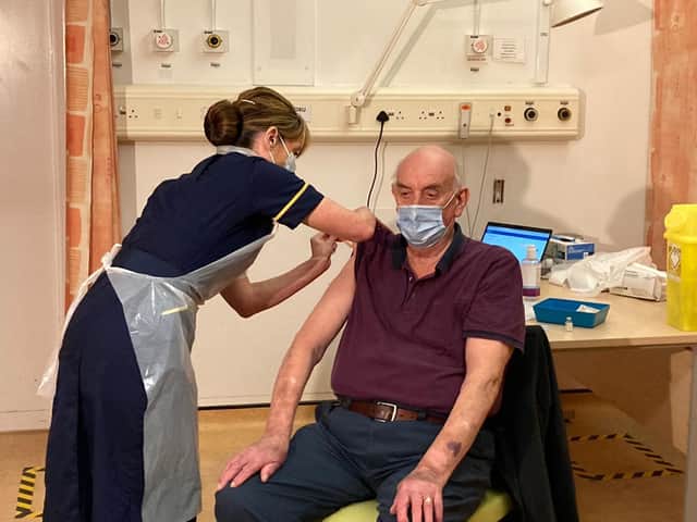82-year-old Brian Pinker became the first person in the world to receive the new Oxford AstraZeneca vaccine this morning