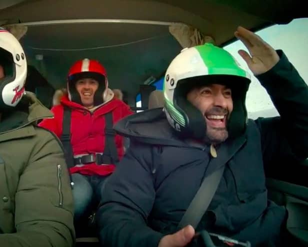 Top Gear presenters (left to right) Freddie Flintoff, Paddy McGuinness and Chris Harris on a first-look teaser for series 27. Picture: Lee Brimble / BBC Studios/PA Wire