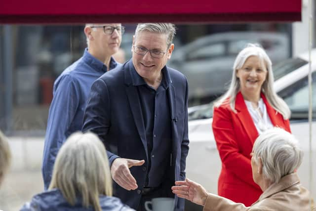 Keir Starmer with Kirkcaldy's Labour candidate Wilma Brown during a visit to local High Street businesses. Picture: Robert Perry/Getty Images