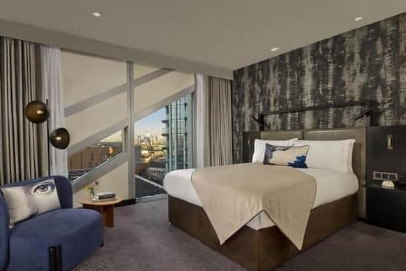 A double room with views of the city in the 288-bedroom property, part of hotel giant Marriott’s Autograph Collection. Pic: Matthew Shaw