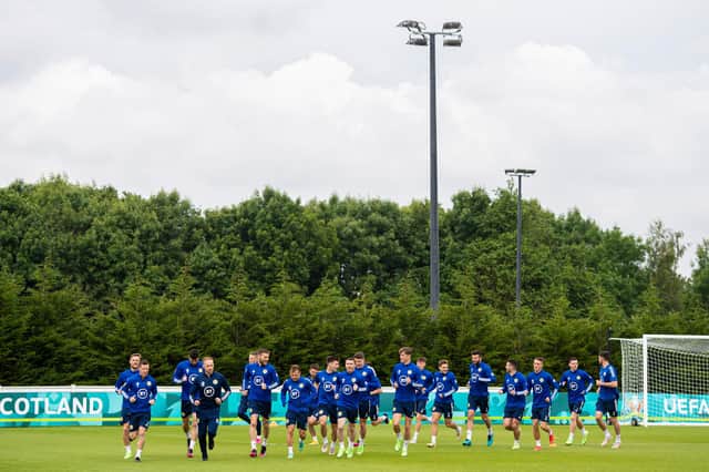 The Scotland squad during a training session at Rockliffe Park, Darlington on Sunday. (Photo by Ross MacDonald / SNS Group)