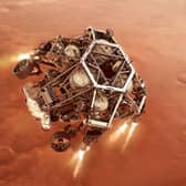NASA's Perseverance rover firing up its descent stage engines as it nears the Martian surface. Technology made by Scottish academics will be involved in the next mission to Mars. Picture: PA