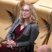 Scottish Green party co-leader Lorna Slater in the main chamber at the Scottish Parliament, Edinburgh