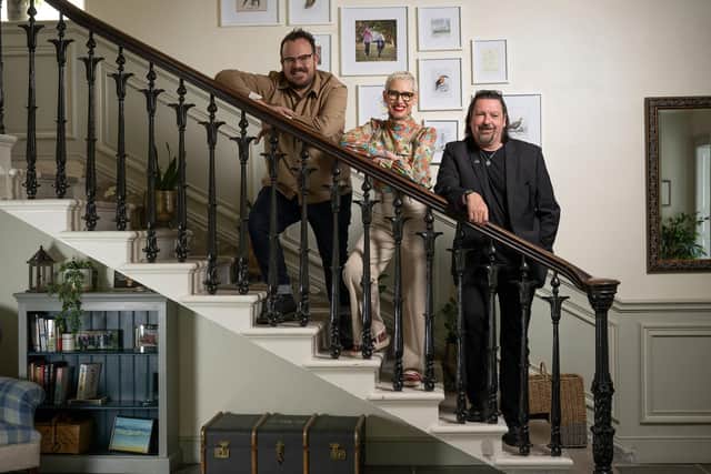 Banjo Beale with fellow Scotland's Home of the Year 2023 judges Anna Campbell Jones and architect and lecturer Michael Angus, in one of the homes featured in this year's show. Pic: Graeme Hunter