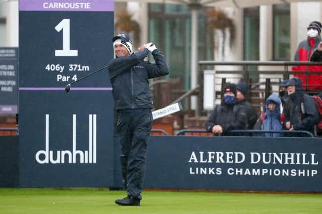 Padraig Harrington tees off at Carnoustie in the first round the 20th Alfred Dunhill Links Championship. Picture: Matthew Lewis/Getty Images).