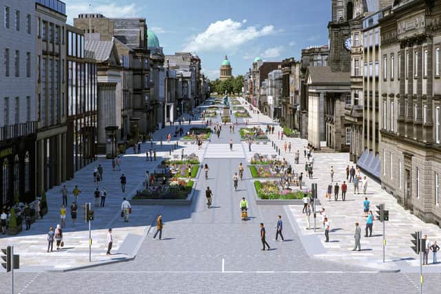 George Street has not traditionally featured trees. The current proposals involve greenery in planters but no trees.