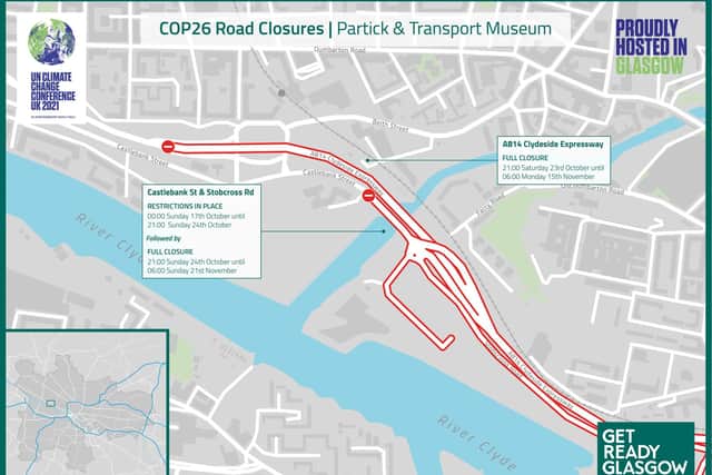 The A814 Clydeside Expressway will be closed as far west as Partick during Cop26. Picture: GetReadyGlasgow