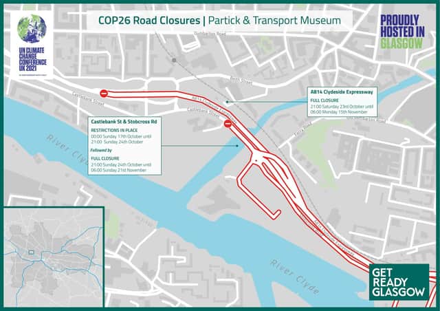 The A814 Clydeside Expressway will be closed as far west as Partick during Cop26. Picture: GetReadyGlasgow