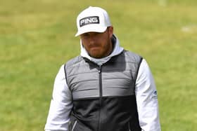 Daniel Young reacts after making a birdie at the 18th hole - his ninth - in the second round of  the Farmfoods Scottish Challenge supported by The R&A at Newmachar. Picture: Mark Runnacles/Getty Images.