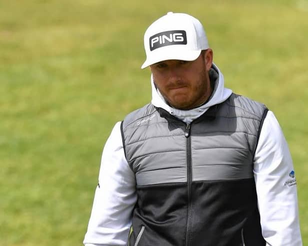 Daniel Young reacts after making a birdie at the 18th hole - his ninth - in the second round of  the Farmfoods Scottish Challenge supported by The R&A at Newmachar. Picture: Mark Runnacles/Getty Images.