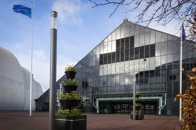 Exterior view of the main entrance at the SEC Centre, Glasgow, which forms part of an events campus that also includes the SEC Armadillo and Ovo Hydro. Picture: Stuart Wallace