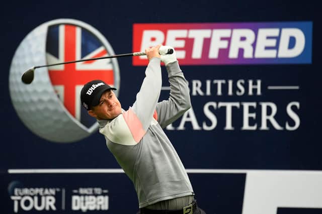 David Law tees off at the fifth on his way to a second-round 69 in the Betfred British Masters at Close House. Picture: Ross Kinnaird/Getty Images