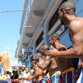 Dancers from Ballet Folklorico Cutumba participating in the opening procession for FIDANZ (International Dance Festival) on Calle Enramadas, Santiago de Cuba. Pic: Caledonia Worldwide