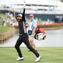 Hayden Buckley reacts to making his hole-in-one at the 17th at TPC Sawgrass in the opening round of The Players Championship in Ponte Vedra Beach, Florida. Picture: Jared C. Tilton/Getty Images.