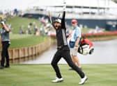 Hayden Buckley reacts to making his hole-in-one at the 17th at TPC Sawgrass in the opening round of The Players Championship in Ponte Vedra Beach, Florida. Picture: Jared C. Tilton/Getty Images.