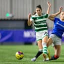 Celtic's Clarissa Larisey and Rangers' Hannah Davidson in action during a Scottish Women's Premier League match earlier this season.  (Photo by Ewan Bootman / SNS Group)