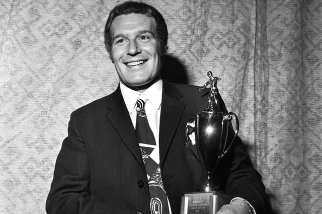 Chris Shevlane with the Hibs' Player of the Year award he won in 1970.