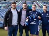 Stuart Hogg is pictured ahead of his 100th cap with fellow Scotland men's centurions Ross Ford, Sean Lamont and Chris Paterson.   (Photo by Craig Williamson / SNS Group)