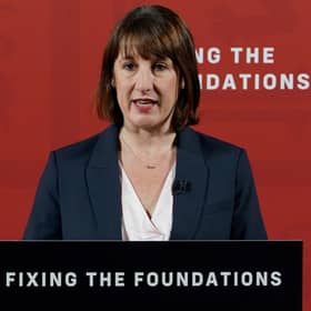 ​Rachel Reeves takes questions from journalists after making her 29 July statement to Parliament in which she cancelled or delayed various infrastructure projects and axed universal winter fuel payments for all pensioners (Picture:  Lucy North /Pool/AFP via Getty Images)