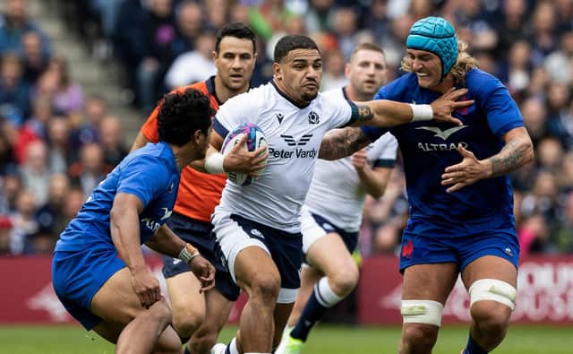 Scotland's Sione Tuipulotu (centre) during the win over France.