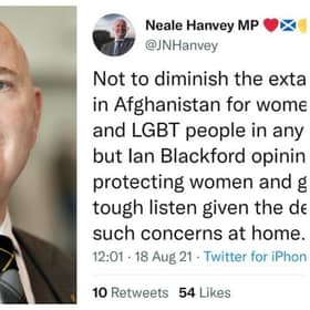 Neale Hanvey has been criticised for a deleted tweet on the Afghanistan crisis.