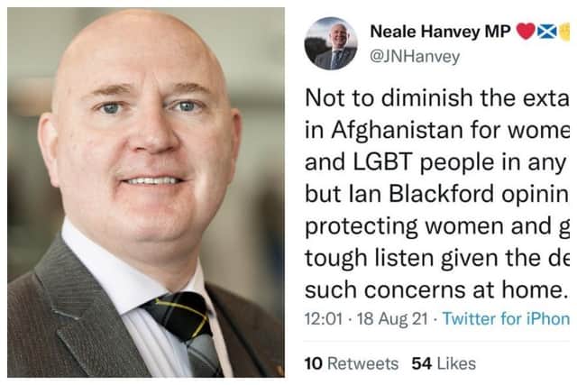 Neale Hanvey has been criticised for a deleted tweet on the Afghanistan crisis.