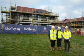 From left to right: Tracey Brady, Managing Director of Bellway Scotland East, Ellie Traynor-Meldrum, trainee apprentice assistant site manager, and Kimberley Burke, Bellway Scotland East Finance Director.