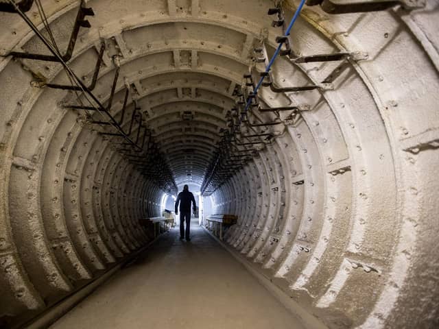 Entrance tunnel at Barnton Nuclear Bunker, three miles from Edinburgh city centre