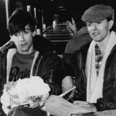 March 1977:  Rock singers David Bowie, right, and Iggy Pop in Germany   Photo by Evening Standard/Getty Images