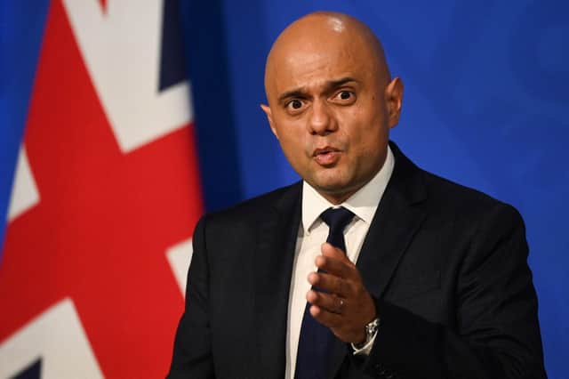 UK Health Secretary Sajid Javid at Wednesday's Covid press conference (Picture: Getty)