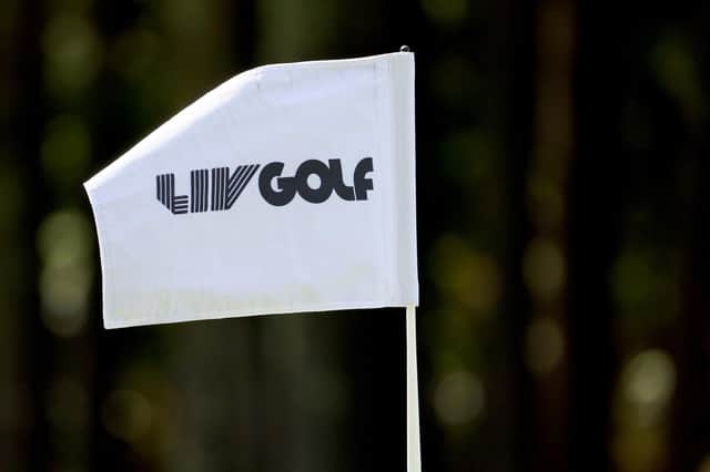 Hole flags during the pro-am prior to the LIV Golf Invitational - Boston at The Oaks golf course.